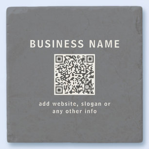 Eenvoudige sjabloon voor uw QR-code Donkergrijs Stenen Onderzetter
