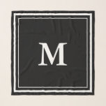 Eenvoudige Sjabloon zwart-wit monogram Sjaal<br><div class="desc">Een zwarte sjaal heeft een wit monogram in het midden. U kunt de letter wijzigen in het juiste initiaal shows. Twee witte vierkanten vormen de rand van de sjaal.</div>
