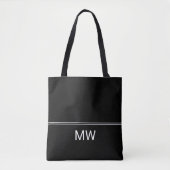 Eenvoudige Sjabloon zwart-wit monogram Tote Bag (Voorkant)