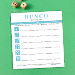 Eenvoudige Sky Blue Bunco-smartcardaansluiting Notitieblok<br><div class="desc">Scheur zoveel scorekaarten af als nodig is uit dit notebookblok en stroomlijnt uw Bunco-spel met deze kant-en-klare scoring-vellen die gemakkelijk te gebruiken zijn. Elke speler kan zijn wins en verliezen gemakkelijk bijhouden en buncos en kleine buncos tot vijf rondes lang talliseren.</div>