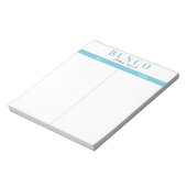 Eenvoudige Sky Blue en White Bunco Table Tally Notitieblok (Linkerzijde)