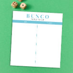 Eenvoudige Sky Blue en White Bunco Table Tally Notitieblok<br><div class="desc">Verplaats een blad op elke lijst voor de persoon die tally van de score houdt en stroomlijnt uw Bunco spel met deze klaar te gaan en gemakkelijk te gebruiken scheur van tally bladen met twee lege kolommen en hemelblauwe accenten.</div>