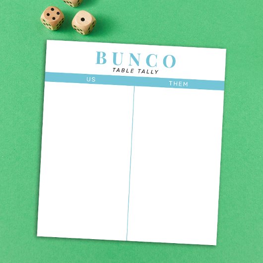 Eenvoudige Sky Blue en White Bunco Table Tally Notitieblok