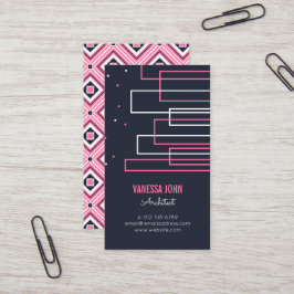 Eenvoudige Skyline | Hot-roze en marineblauw archi Visitekaartje