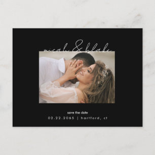 Eenvoudige & Slanke Foto Zwart Bruiloft Save the D Briefkaart