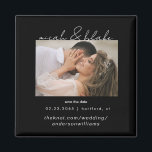 Eenvoudige & Slanke Foto Zwart Bruiloft Save the D Magneet<br><div class="desc">Hedendaagse Foto Zwart-wit Tekst Bruiloft Save the Date Magnet.</div>