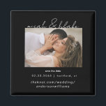 Eenvoudige & Slanke Foto Zwart Bruiloft Save the D Magneet<br><div class="desc">Hedendaagse Foto Zwart-wit Tekst Bruiloft Save the Date Magnet.</div>