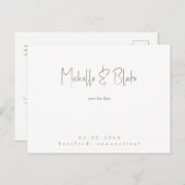 Eenvoudige & Slanke Moderne Witte Bruiloft Save th Briefkaart (Voorkant / Achterkant)