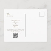 Eenvoudige & Slanke Moderne Witte Bruiloft Save th Briefkaart (Achterkant)