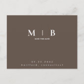 Eenvoudige & Slanke Monogram Chocolade Bewaar de D Aankondigingskaart (Voorkant)