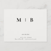 Eenvoudige Slanke Monogram Cream Save the Date Bru Aankondigingskaart (Voorkant)