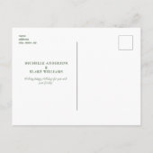 Eenvoudige Slanke Monogram Groene Kerstmis Briefkaart (Achterkant)