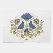 Eenvoudige Slavische Folk Bluebird Art Theedoek (Horizontaal)