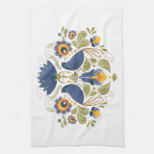 Eenvoudige Slavische Folk Bluebird Art Theedoek (Verticaal)