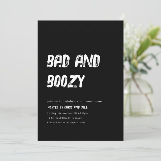 Eenvoudige slechte en drankfeestuitnodiging kaart (Staand voorkant)