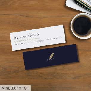 Eenvoudige Slim Quill Logo Mini Visitekaartje
