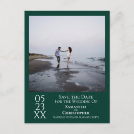 Eenvoudige Smaragd Groene Bruiloft Bewaar de Datum Briefkaart