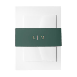 Eenvoudige Smaragd Monogram Minimale Elegante Brui Uitnodigingen Wikkel