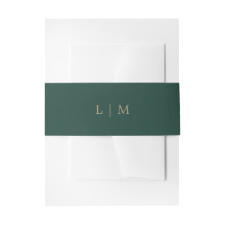 Eenvoudige Smaragd Monogram Minimale Elegante Brui Uitnodigingen Wikkel