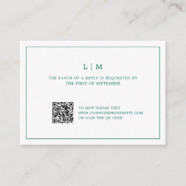 Eenvoudige smaragdgroene elegante bruiloft Mini RS Notitiekaartje