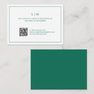 Eenvoudige smaragdgroene elegante bruiloft Mini RS Notitiekaartje