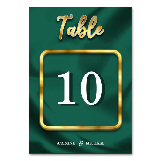 Eenvoudige smaragdgroene en gouden schrift bruilof kaart (Voorkant)