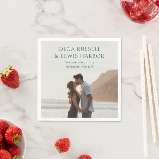 Eenvoudige smaragdgroene moderne bruiloft servet (Insitu)