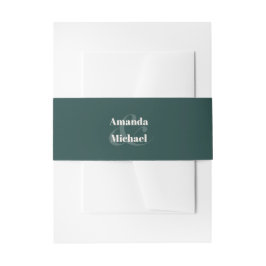 Eenvoudige Smaragdgroene Moderne Minimalist Uitnodigingen Wikkel