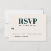 Eenvoudige smaragdgroene moderne minimalistische R RSVP Kaartje (Voorkant)