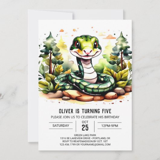 Eenvoudige Snake Viering Verjaardag Kaart (Voorkant)
