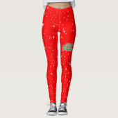 Eenvoudige sneeuw en sterren op kerstrood leggings (Voorkant)
