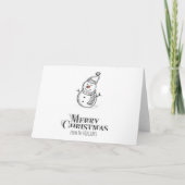 Eenvoudige sneeuwman "Vrolijk Kerstfeest" Kersttek Feestdagen Kaart (Voorkant)