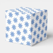 Eenvoudige Sneeuwvlok Blauw en Wit Patroon Favorie Bedankdoosjes (Achterkant)