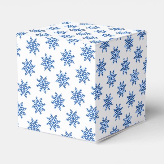 Eenvoudige Sneeuwvlok Blauw en Wit Patroon Favorie Bedankdoosjes (Achterkant)