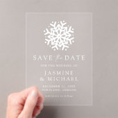 Eenvoudige sneeuwvlok bruiloft Save the Date Acryl Uitnodigingen (Insitu (Draagbaar))