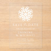 Eenvoudige sneeuwvlok bruiloft Save the Date Acryl Uitnodigingen (Voorkant)