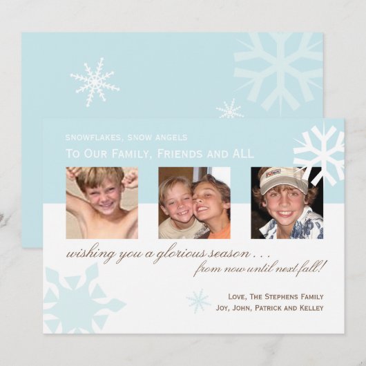 Eenvoudige Sneeuwvlok Fotokaart Feestdagenkaart (Voorkant / Achterkant)