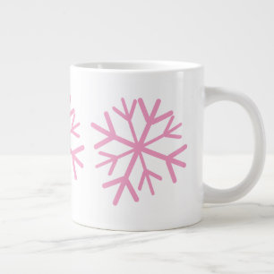 Eenvoudige Sneeuwvlok Handgetekend Wit Roze Grote Koffiekop