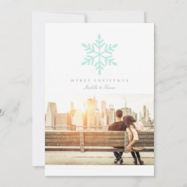 Eenvoudige sneeuwvlok in Mint | Vakantiefotokaart Feestdagenkaart