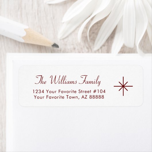 Eenvoudige sneeuwvlok rode typografie retouradres etiket (Insitu)