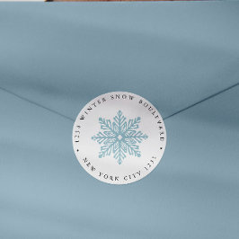 Eenvoudige Sneeuwvlok Trouwen Kerstmis familie adr Ronde Sticker