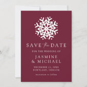 Eenvoudige Sneeuwvlok Wijn Save The Date (Voorkant)