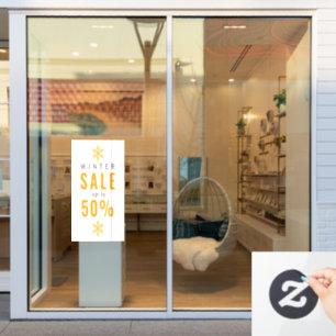 Eenvoudige sneeuwvlok, winterbord met blikvanger raamsticker