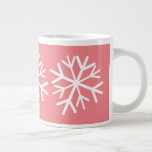 Eenvoudige Sneeuwvlok Witte Roze Grote Koffiekop