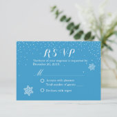 Eenvoudige sneeuwvlokken Blue Winter Weddenschap R RSVP Kaartje (Staand voorkant)