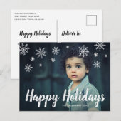 Eenvoudige Sneeuwvlokken Foto Modern Feestdagenkaart (Voorkant / Achterkant)