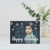 Eenvoudige Sneeuwvlokken Foto Modern Feestdagenkaart (Staand voorkant)