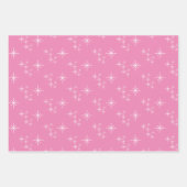 Eenvoudige sneeuwvlokken kerstbomen roze inpakpapier vel (Voorkant)