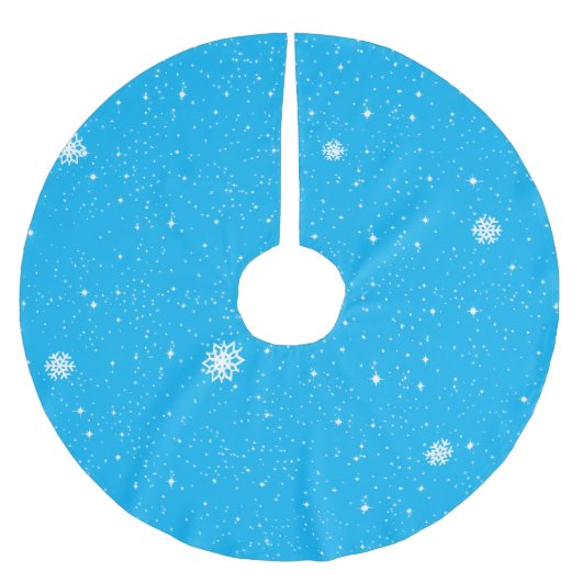 Eenvoudige Sneeuwvlokken op BLAUW Kerstboom Rok (Voorkant)