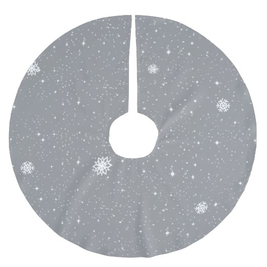Eenvoudige Sneeuwvlokken op GRIJS Kerstboom Rok (Voorkant)